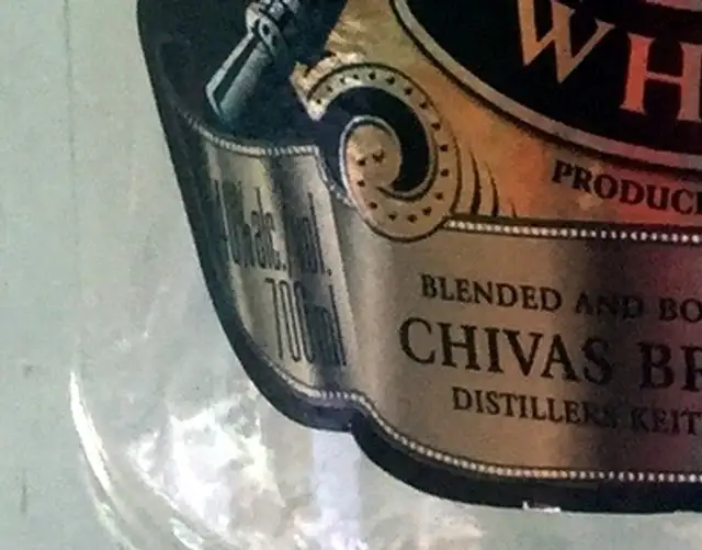 Chivas Regal 12 nutrition facts table