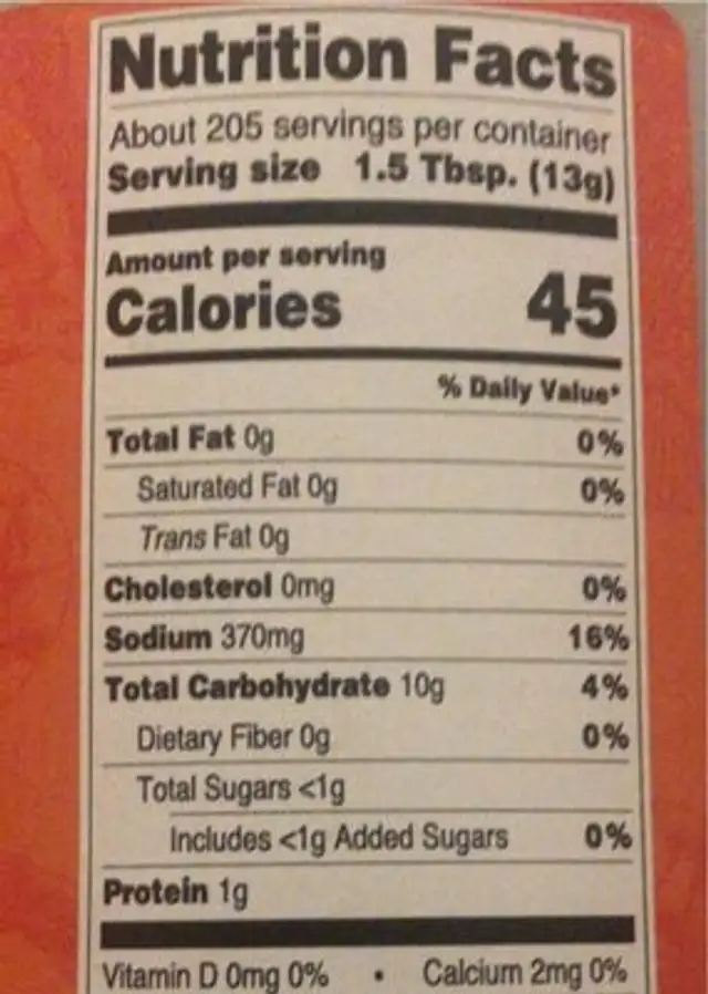 Seasoned fish fry nutrition facts table