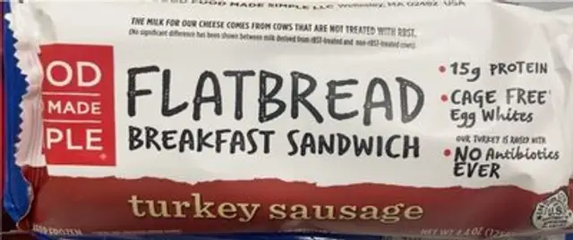 Flatbread turkey sausage breakfast sanswich