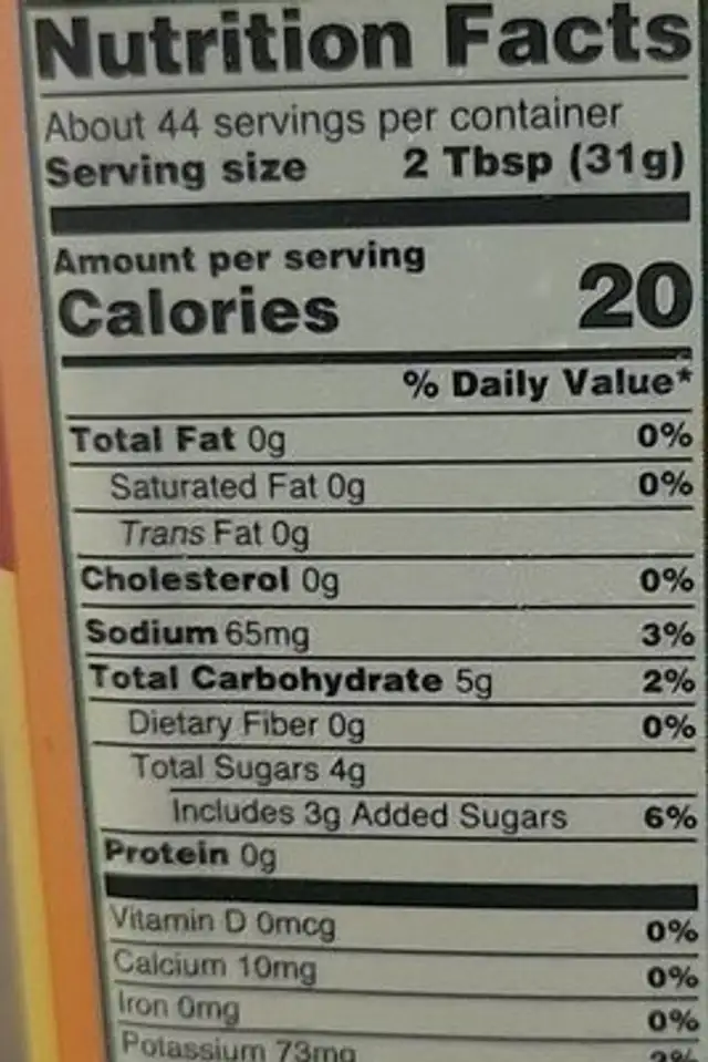 Mango Salsa With Peach, Medium nutrition facts table