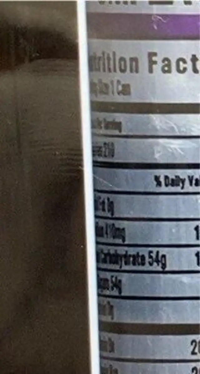 Nos energy drink grape nutrition facts table