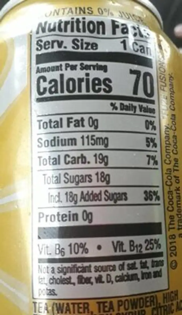 Iced tea lemon nutrition facts table