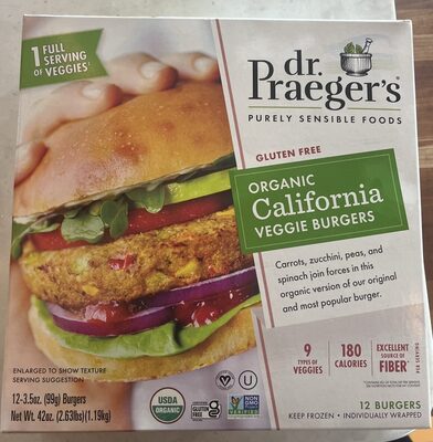 Organic California Veggie Burgers front packaging