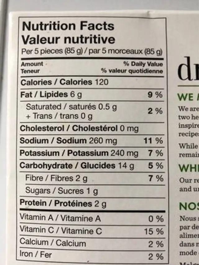 Kids Broccoli Littles nutrition facts table