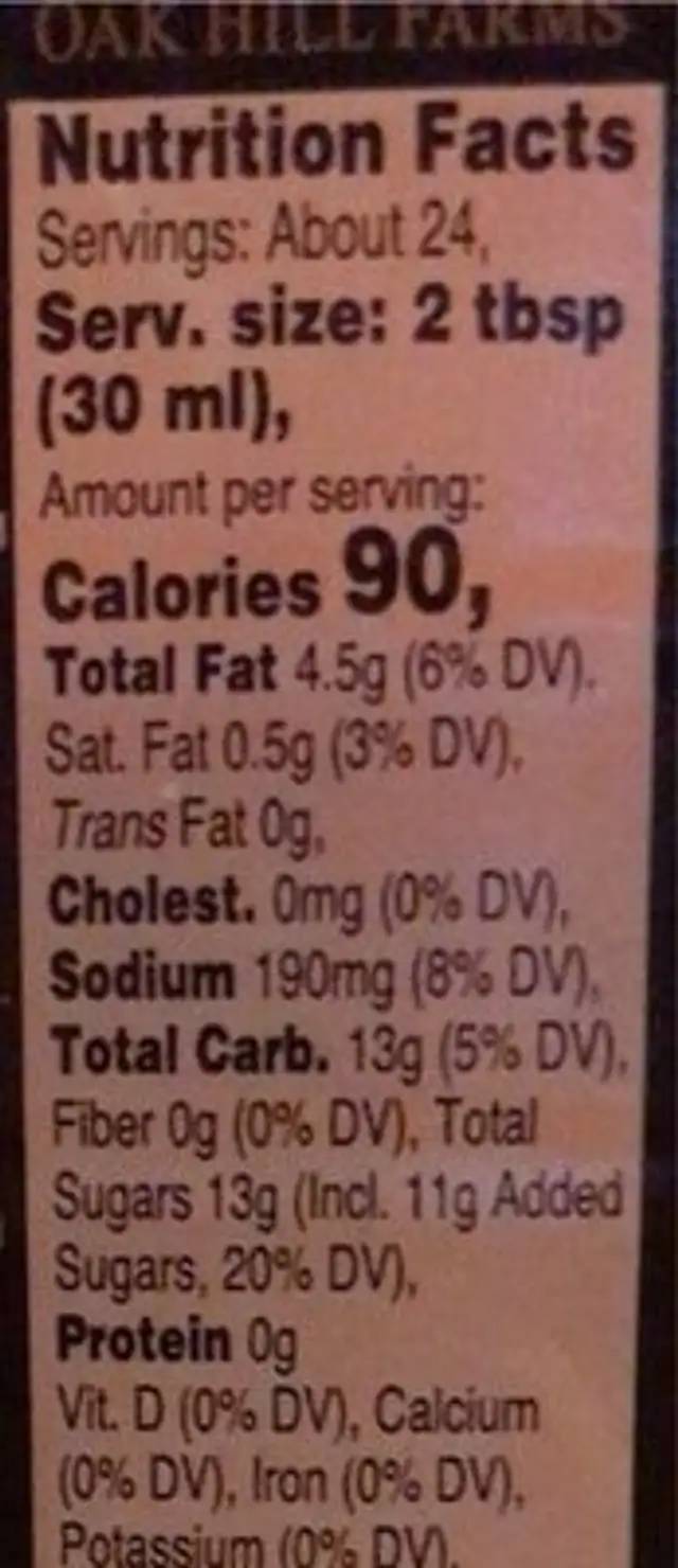 Honey french dressing nutrition facts table