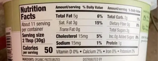 Green valley creamery organic lactose free sour cream nutrition facts table
