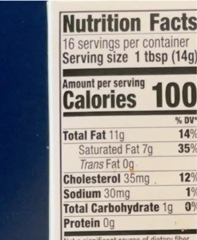 Cultured Butter Lightly Salted nutrition facts table
