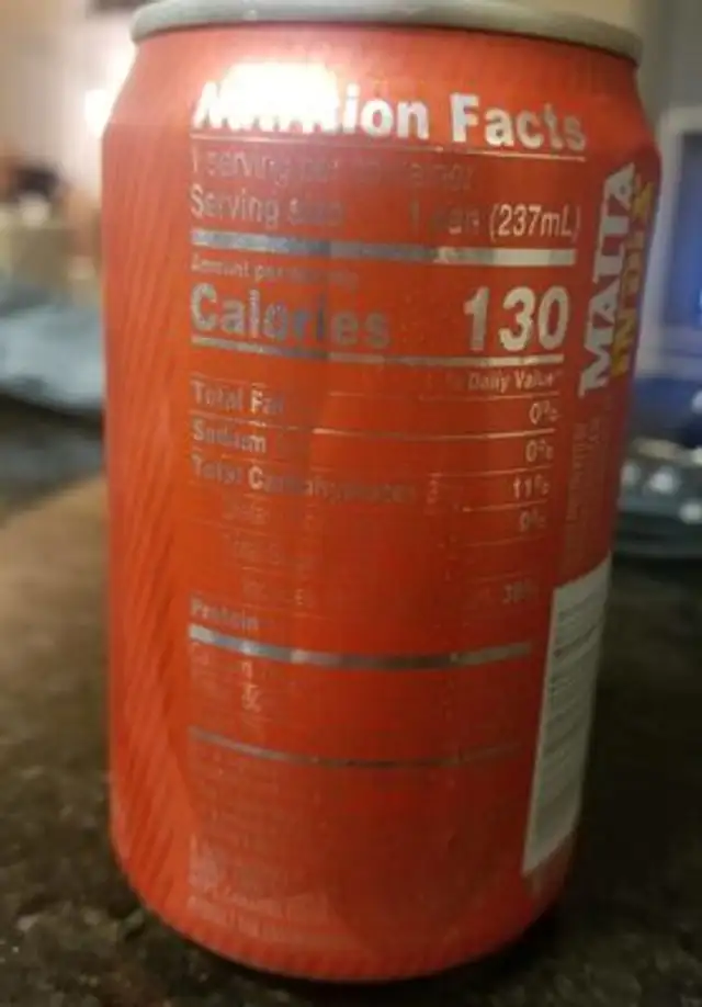 Malta india nutrition facts table