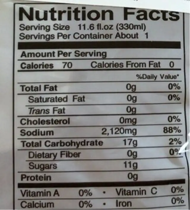 Soup base for noodle nutrition facts table