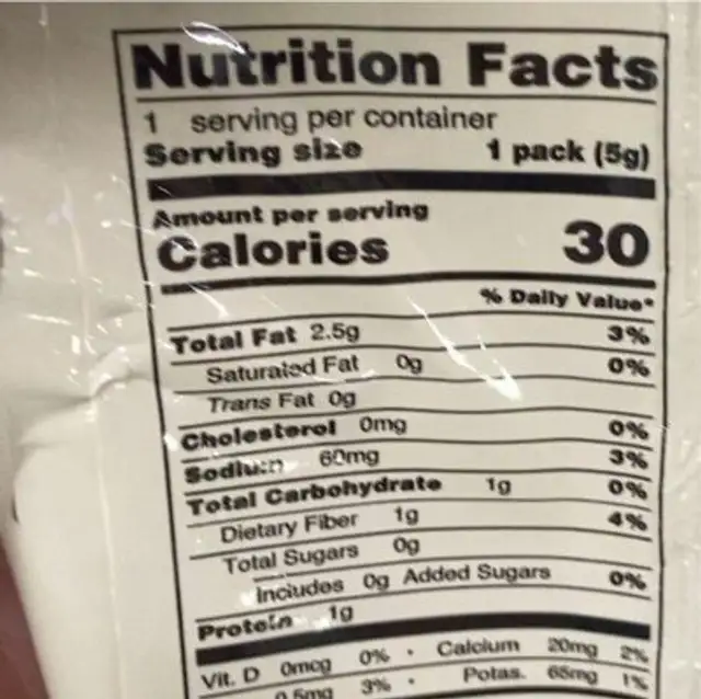 Roasted & Seasoned laver nutrition facts table