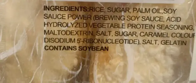 Rice Crackers ingredients label