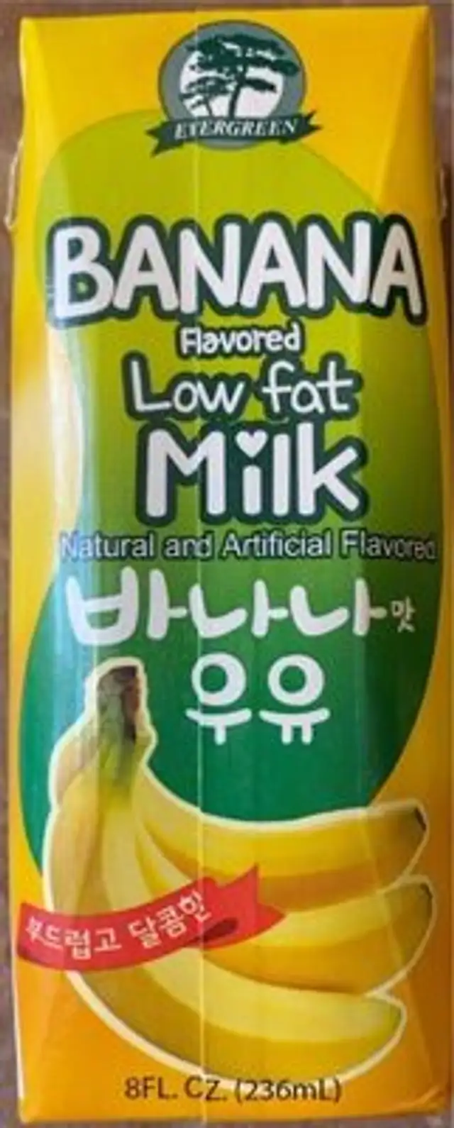 Banana flavored low fat milk