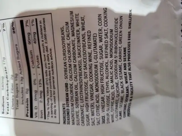 seasoned fried bean curd ingredients label