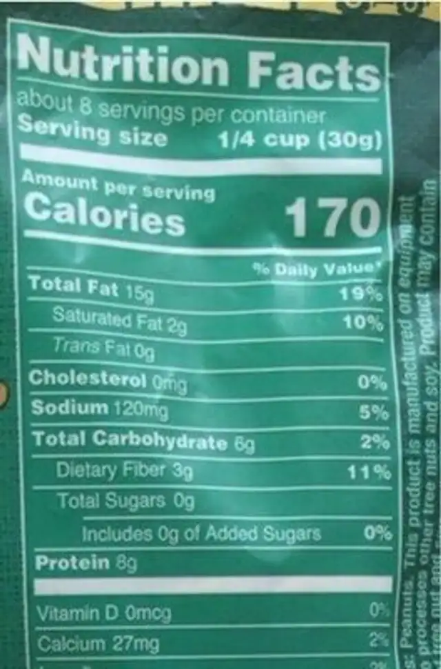 Extra crunchy salted & roasted peanuts nutrition facts table
