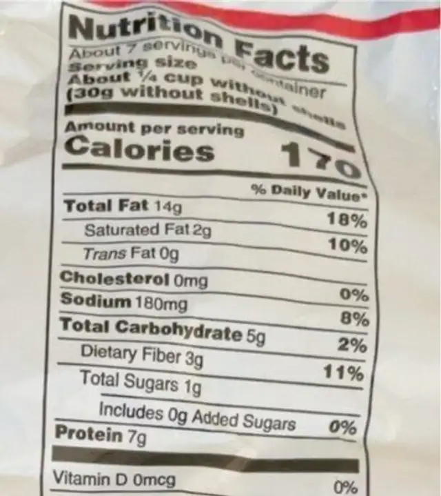 Miami salted roasted peanuts nutrition facts table