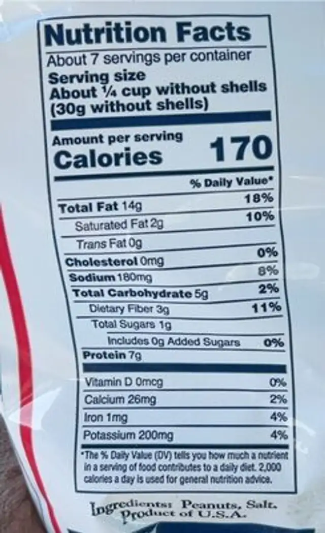 Minnesota twins salted roasted peanuts nutrition facts table