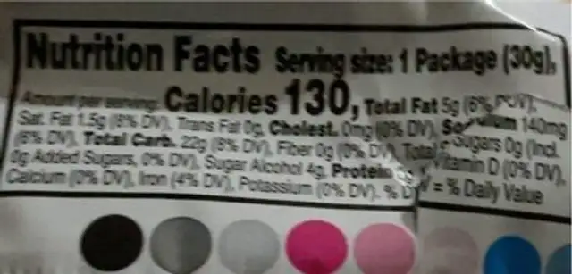 Keebler Sugar Free Cookies Shortbread 1Oz nutrition facts table