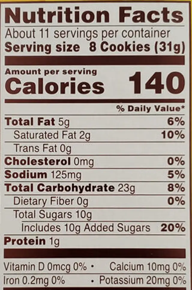 Murray vanilla 12oz nutrition facts table
