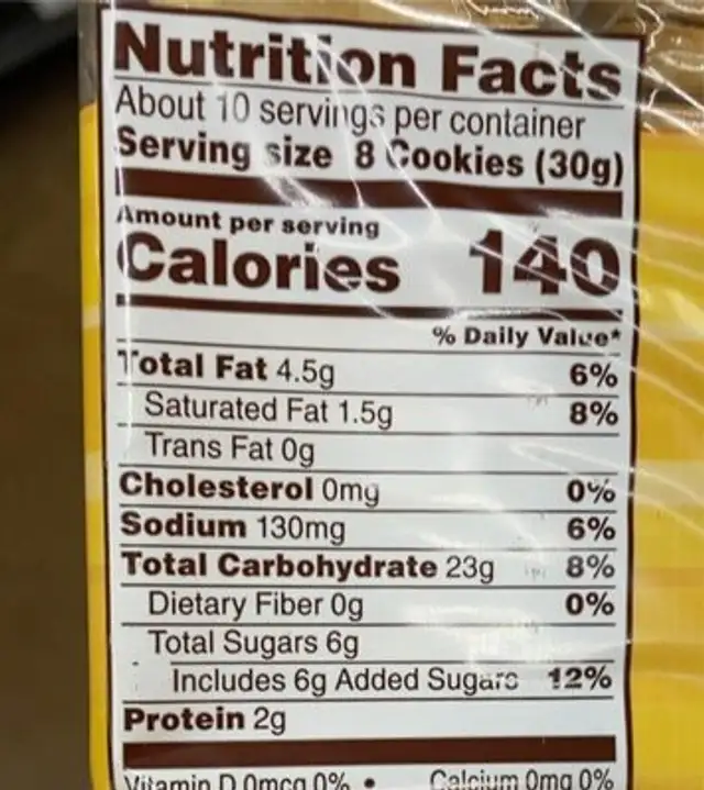 Cookies Butter 11Oz nutrition facts table