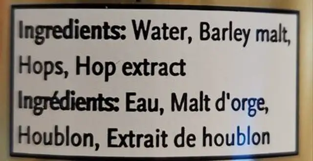 Warsteiner ingredients label