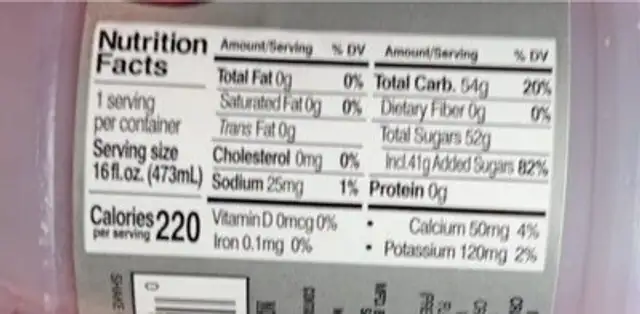 cranberry apple refresher nutrition facts table