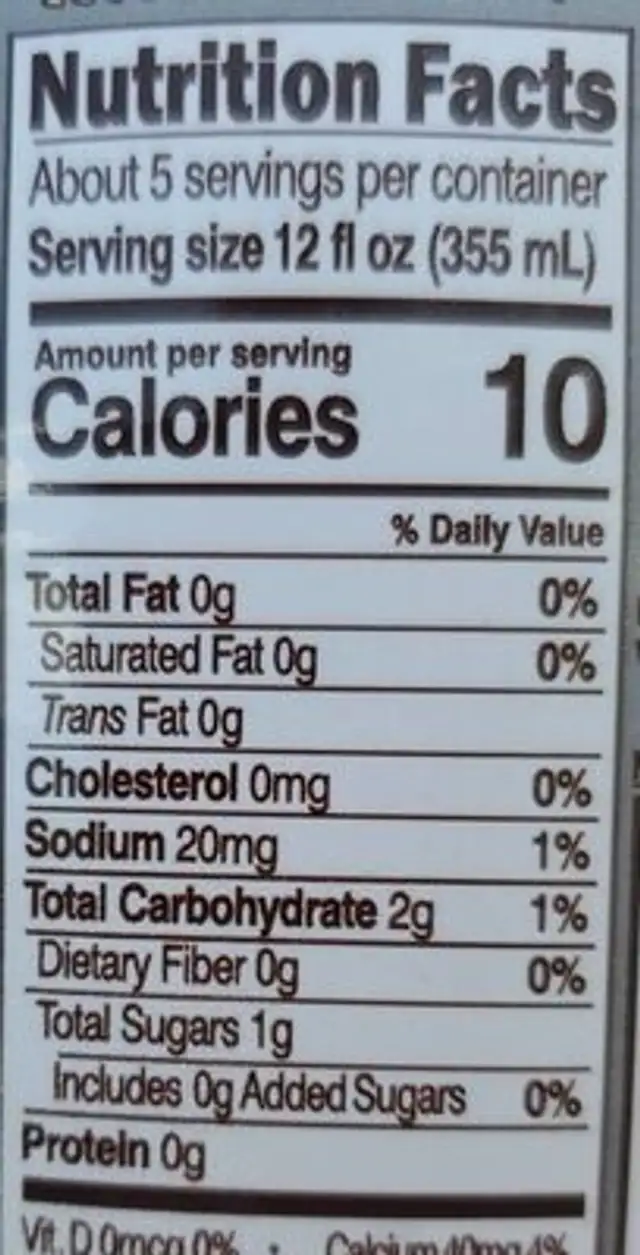 Doet Country club half and half nutrition facts table