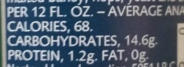 Beck's non-alcoholic nutrition facts table