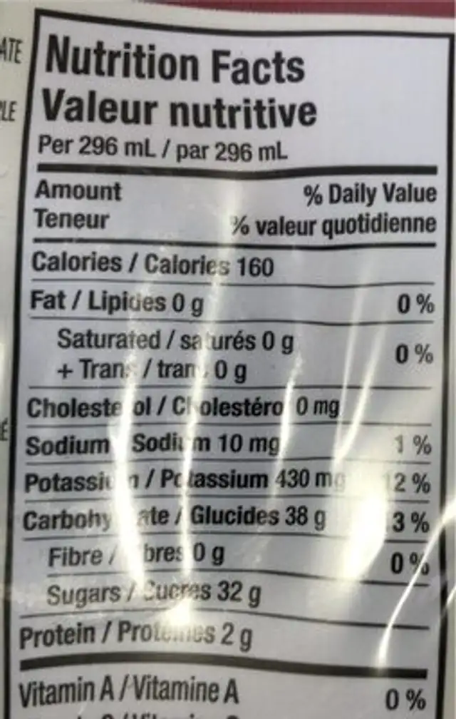 Naked nutrition facts table