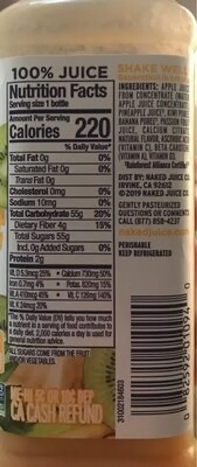 Vitamin D Machine nutrition facts table