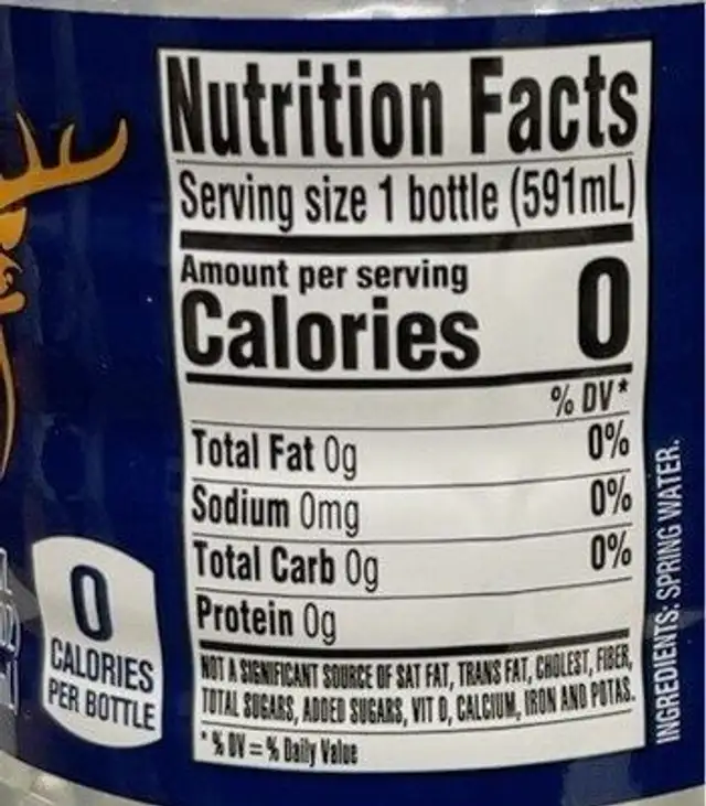 Deer park nutrition facts table