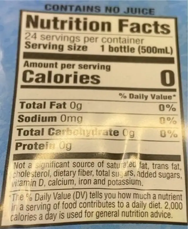 Deep park sparkling water nutrition facts table