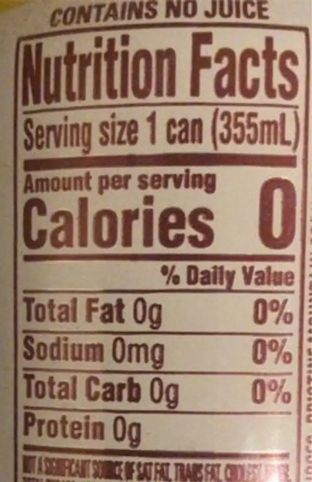 Sparkling Pomegranate Lemonade Spring Water nutrition facts table