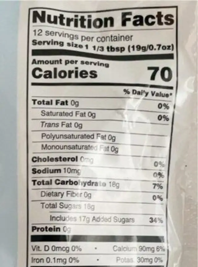 Vanilla creme nutrition facts table