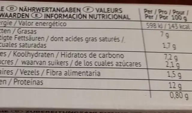 Merluzzo d Alaska gratin nutrition facts table