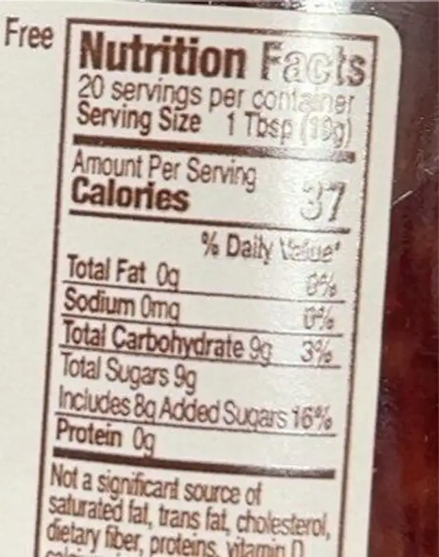 Scandinavian delights preserves nutrition facts table