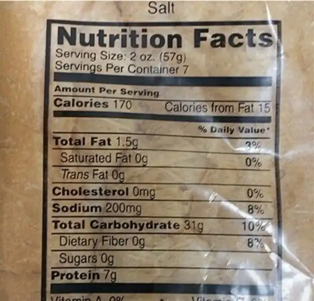 Casino cuban bread nutrition facts table