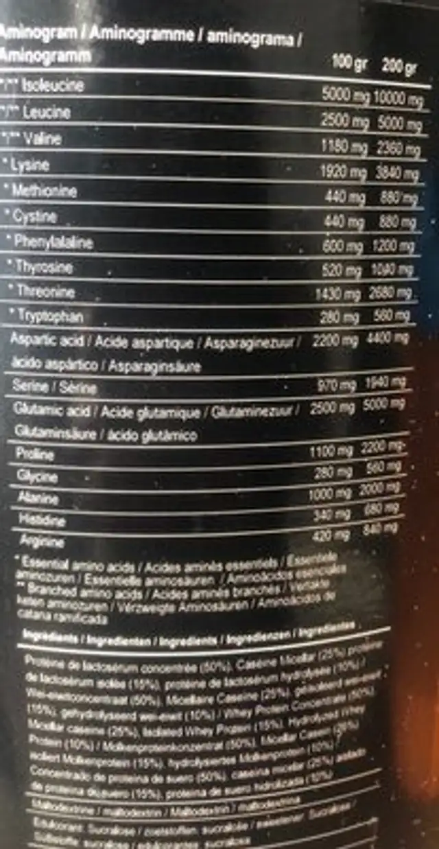 Lean gainer ingredients label
