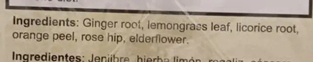 Ginger tea blend ingredients label