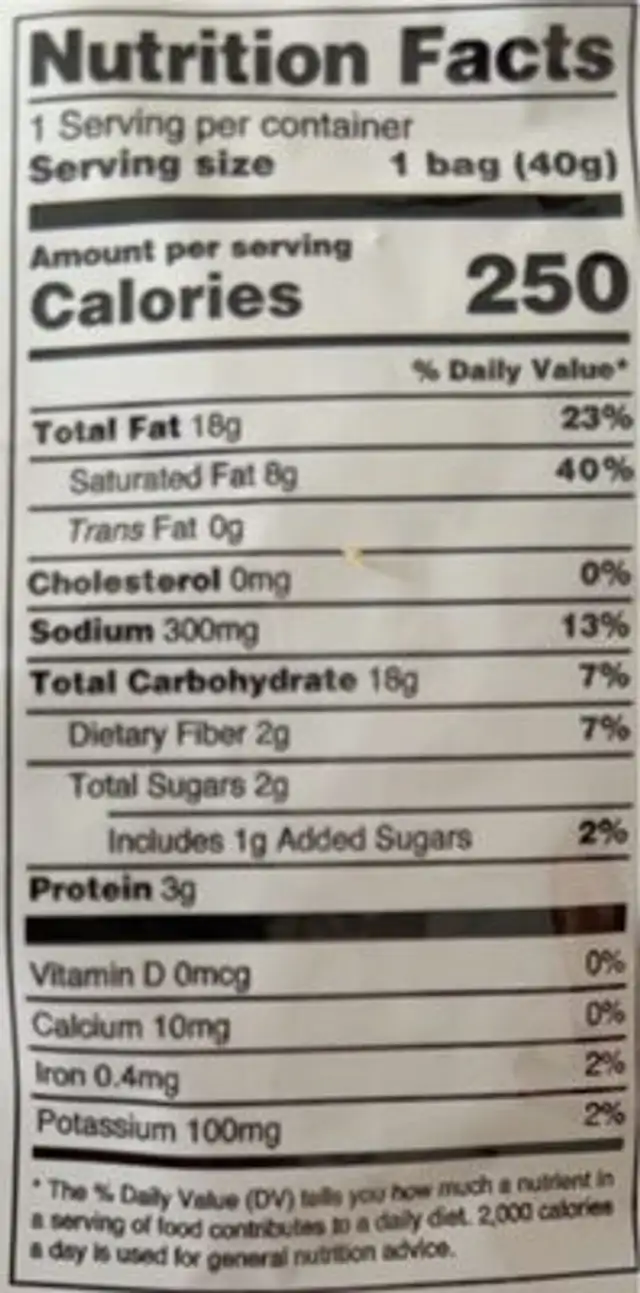 Tempura seaweed smoked bbq flavor nutrition facts table
