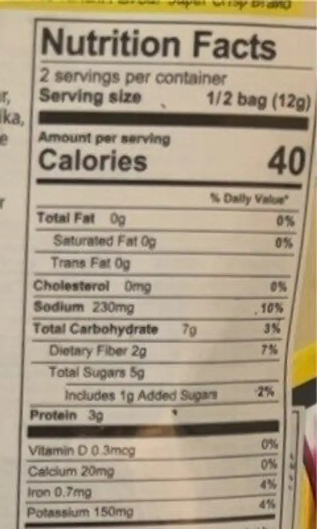 Super crisp grilled seaweed nutrition facts table