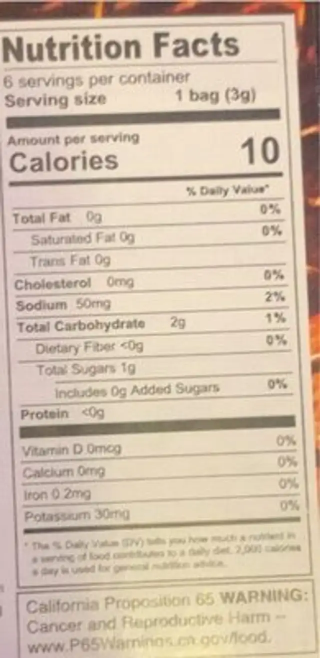 Big Roll Grilled Seaweed Roll BBQ Sauce nutrition facts table