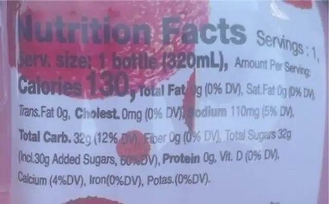 kokozo nutrition facts table