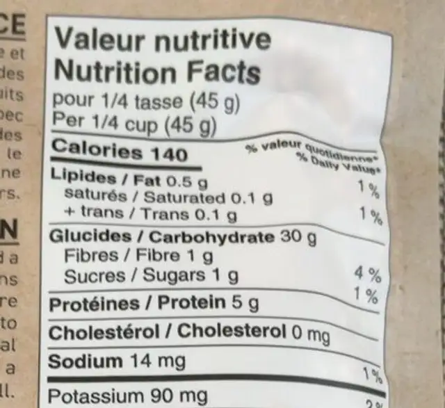 Couscous perlé aux betteraves nutrition facts table