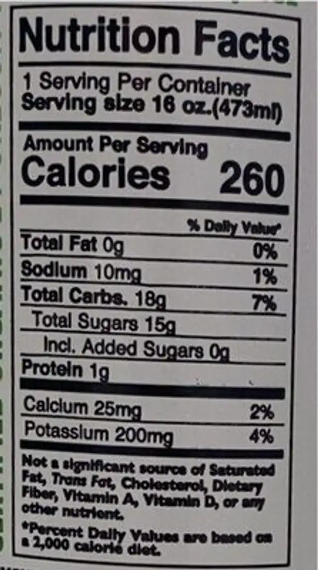 Strainge Beast nutrition facts table