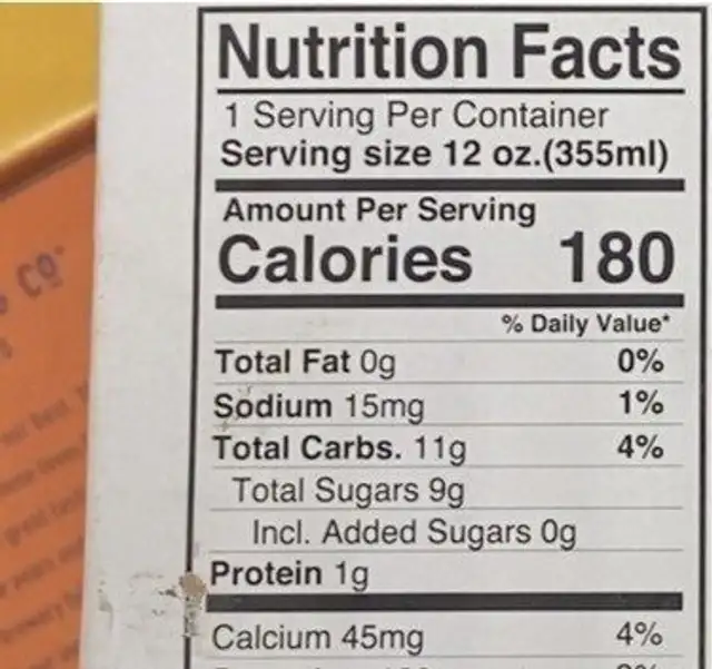 blood orange & passion fruit hard kombucha nutrition facts table