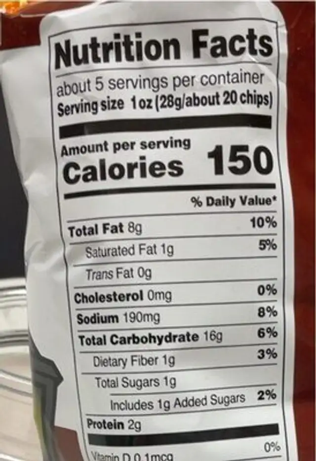 Mesquite Bar-B-Que Kettle Chips nutrition facts table