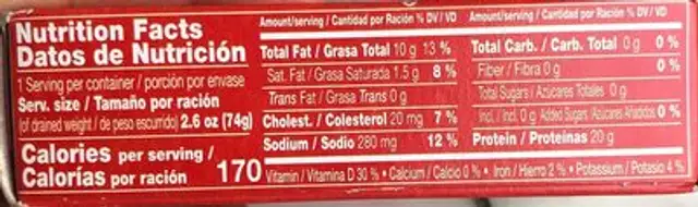 Palacio de oriente nutrition facts table