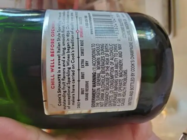 cooks spumante ingredients label