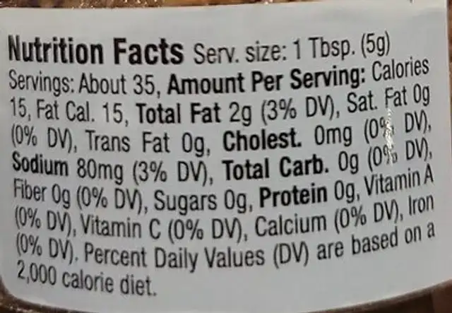 Black truffle tapenade nutrition facts table
