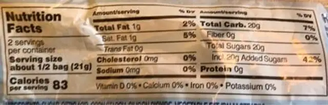 Kool-aid nutrition facts table